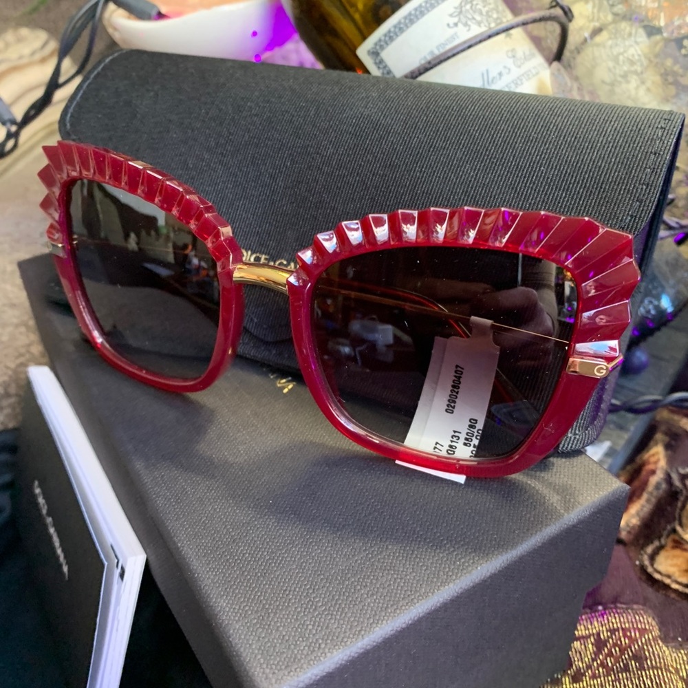Authentic DOLCE & GABBANA 60mm butterfly acetate/metal Sunglasses